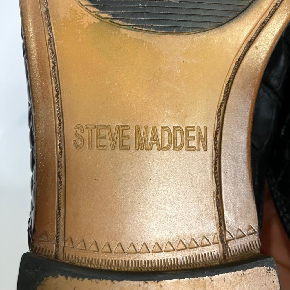 Steve Madden dazling black croc embossed mules‎ men's size 8 dressy trendy - Picture 8 of 9
